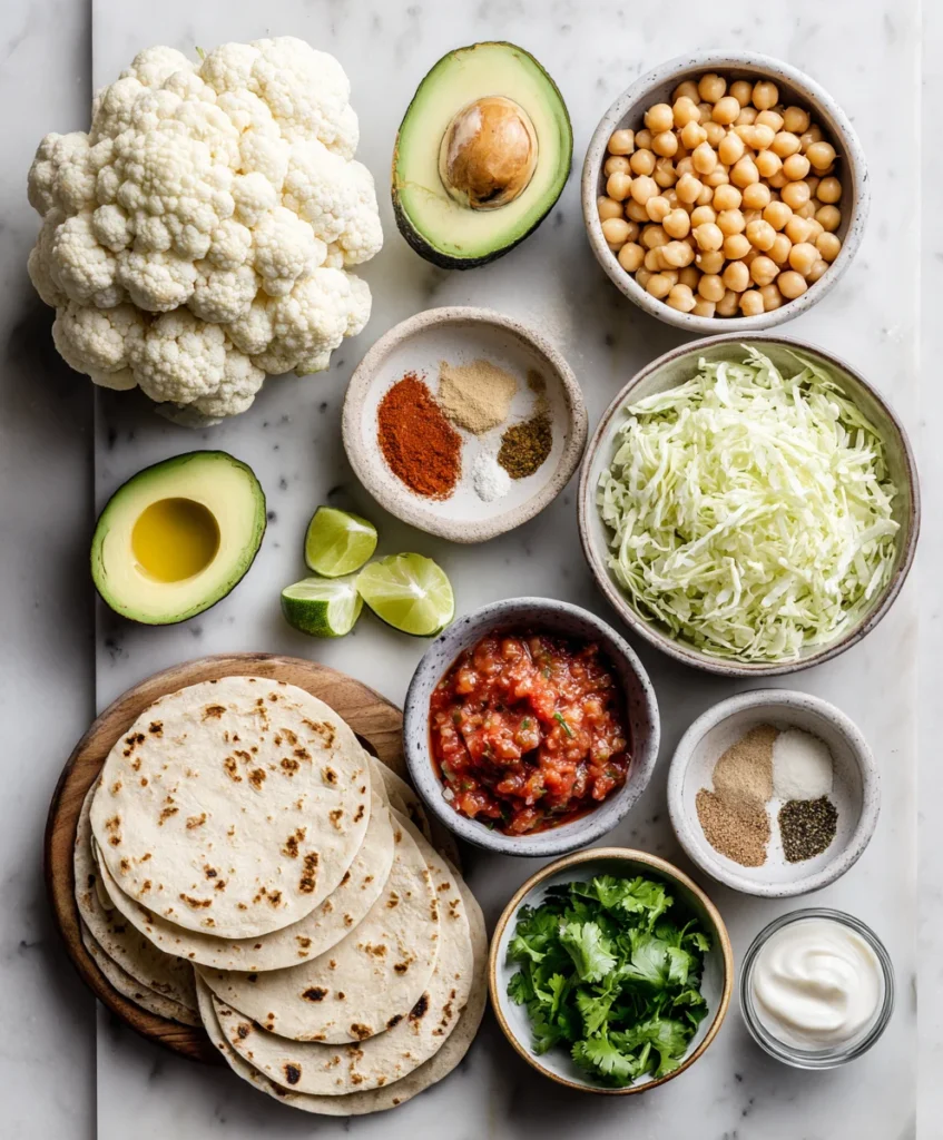 Air Fryer Cauliflower & Chickpea Tacos