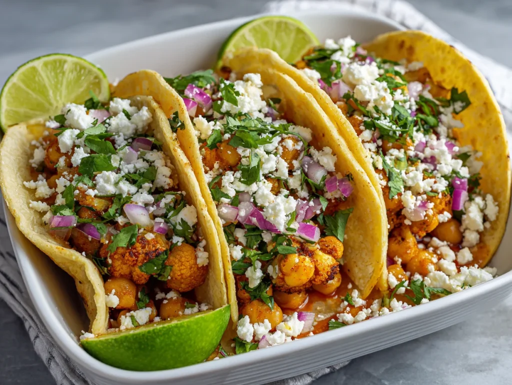 Air Fryer Cauliflower & Chickpea Tacos