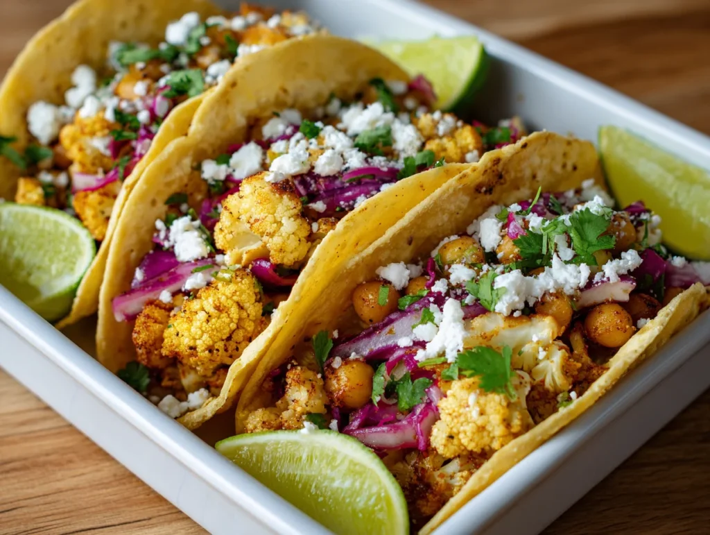 Air Fryer Cauliflower & Chickpea Tacos