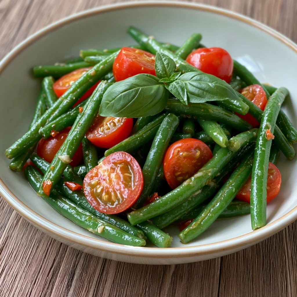 Vegan Green Bean Tomato & Basil recipe