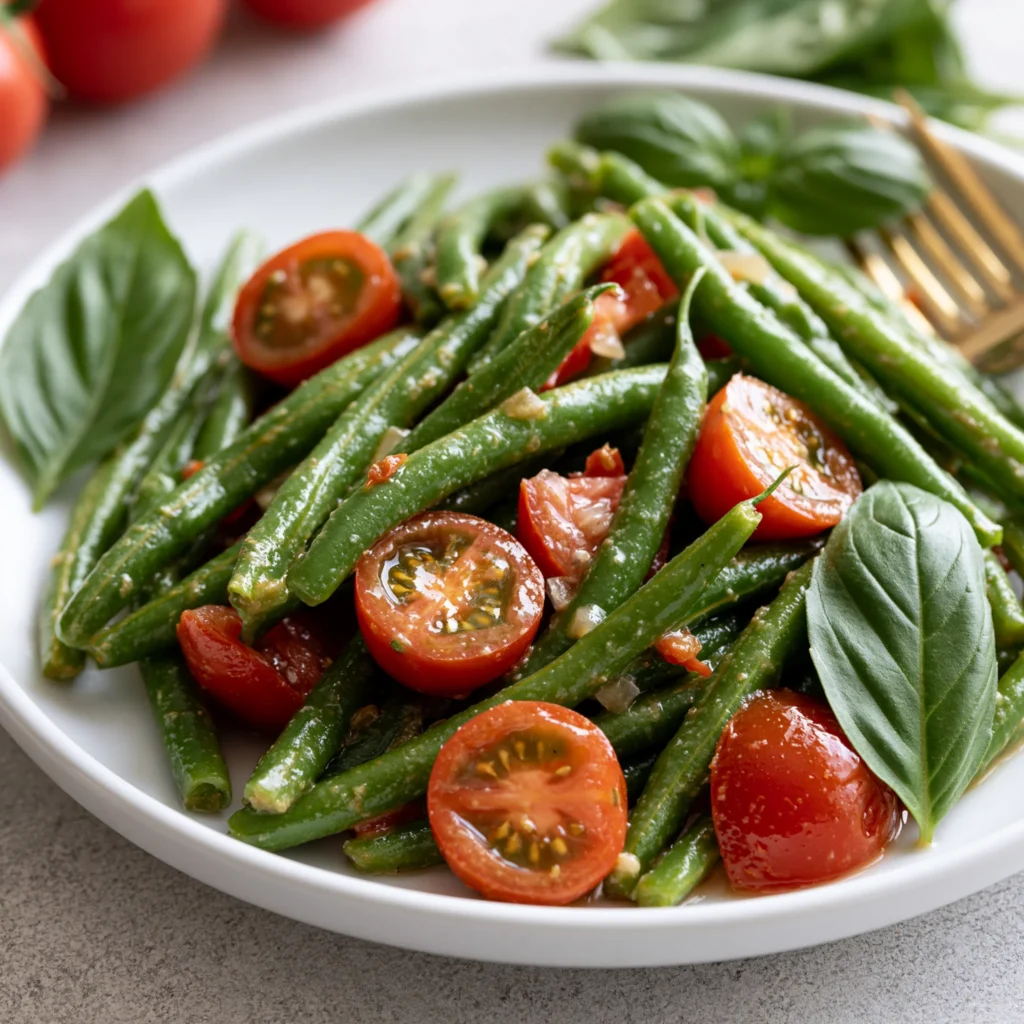 Vegan Green Bean Tomato & Basil recipe