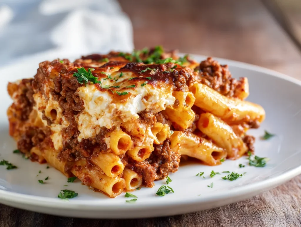 baked ziti with ground beef and ricotta