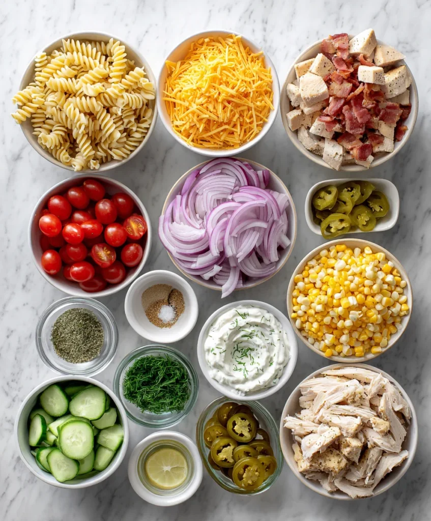 chicken bacon ranch pasta salad
