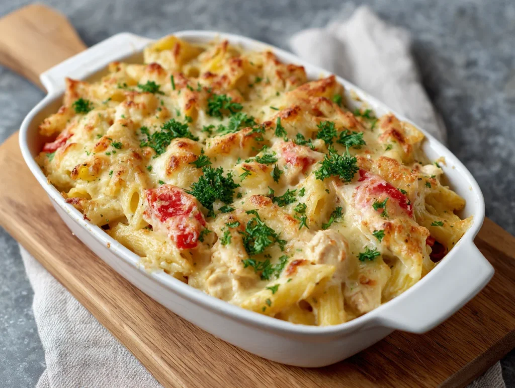 creamy chicken pasta bake