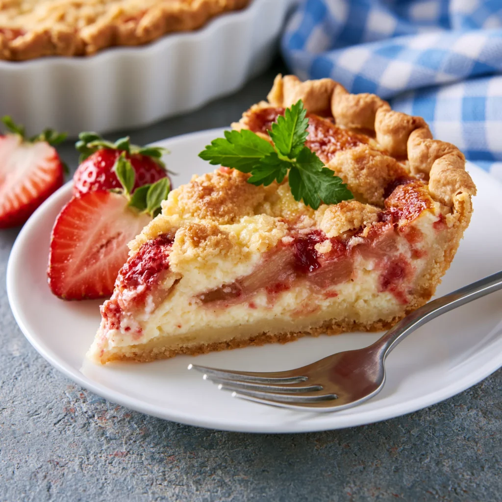 strawberry rhubarb custard pie