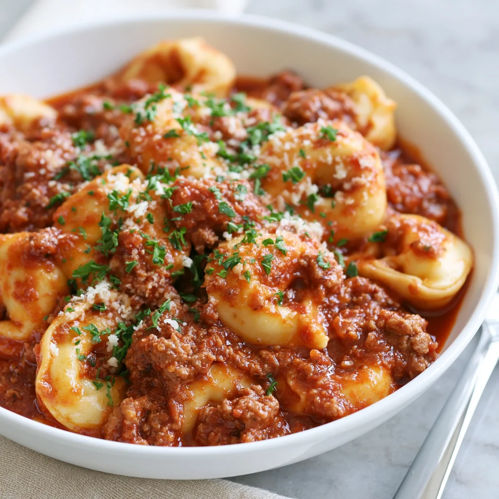 Cheese Tortellini With Meat Sauce