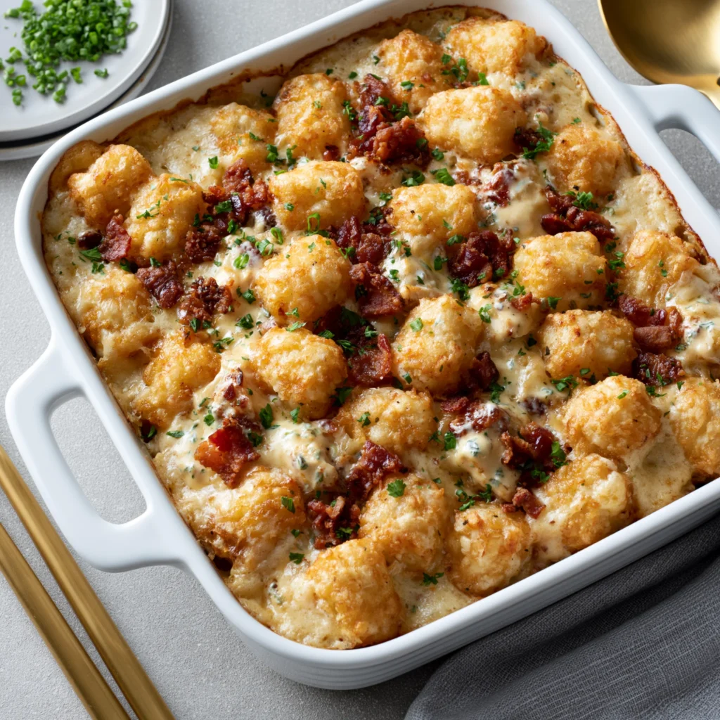 Chicken Bacon Ranch Tater Tot Casserole