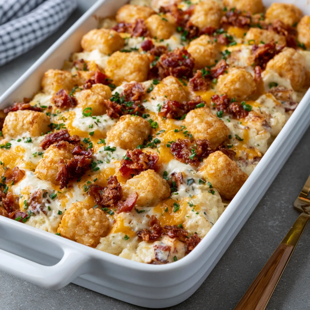 Chicken Bacon Ranch Tater Tot Casserole