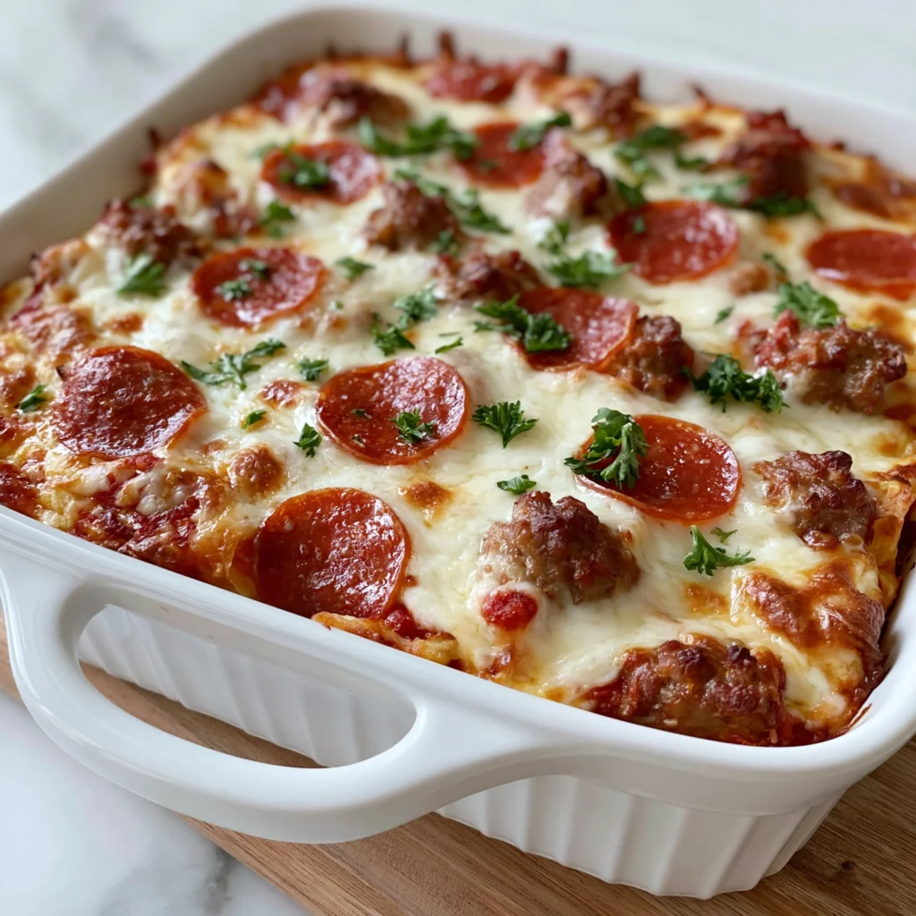 Easy Sausage Pizza Casserole