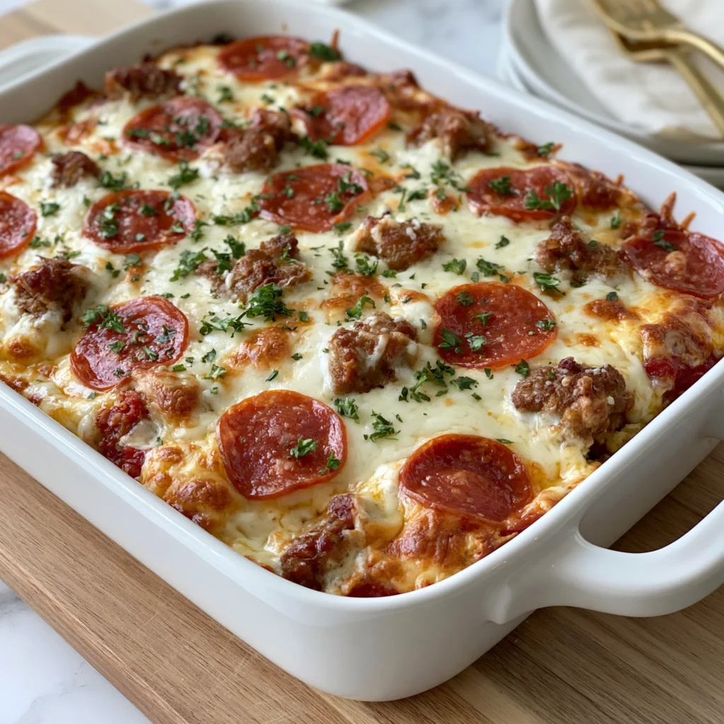 Easy Sausage Pizza Casserole