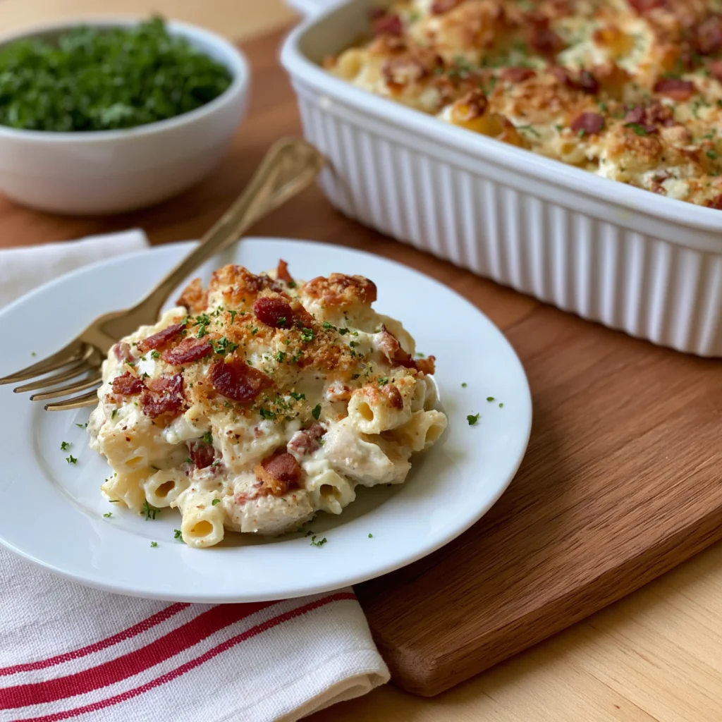 chicken bacon alfredo casserole