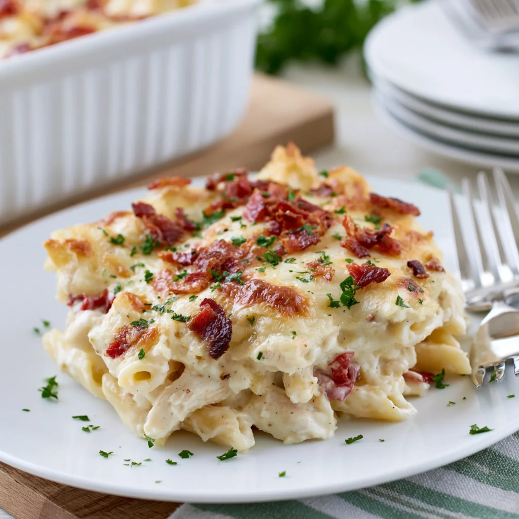 chicken bacon alfredo casserole