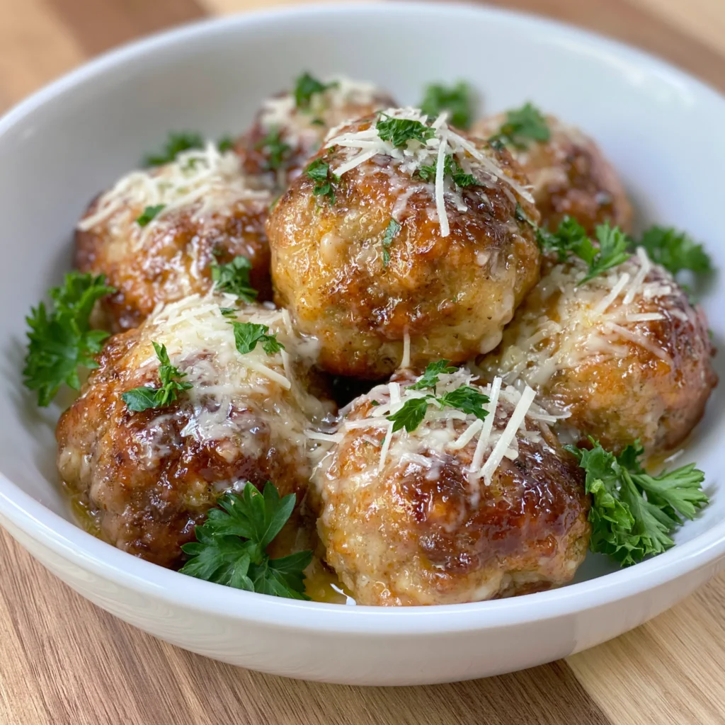 keto garlic butter parmesan meatballs