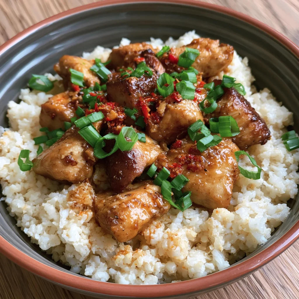 keto sticky chicken rice bowls recipe