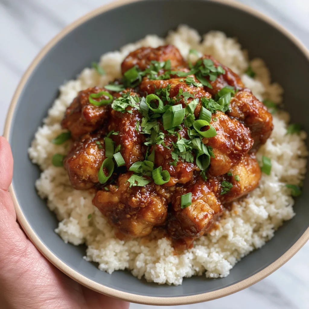 keto sticky chicken rice bowls recipe