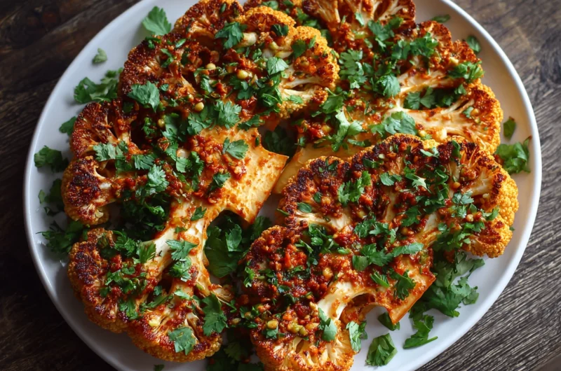 Smoky Harissa Roasted Cauliflower Steaks