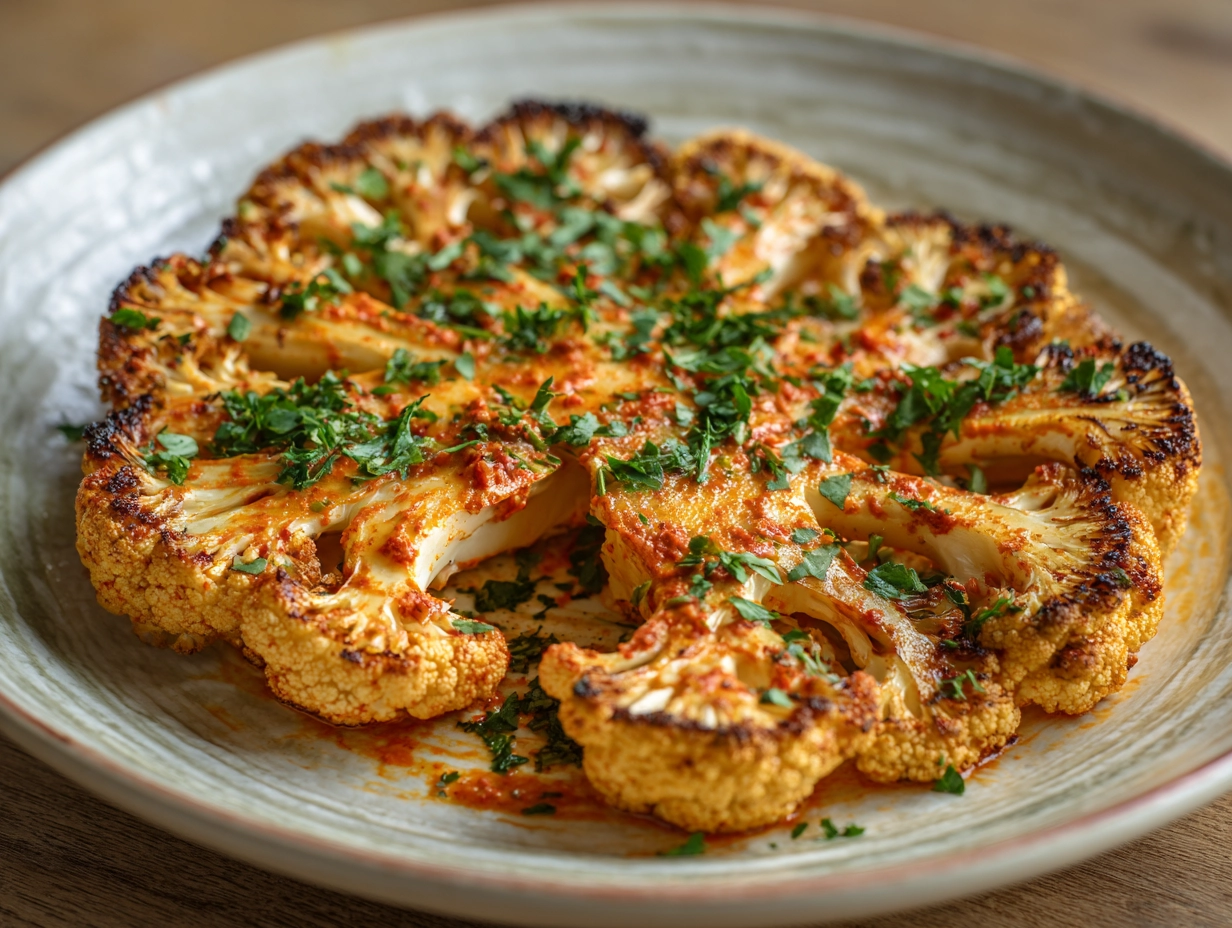 Smoky Harissa Roasted Cauliflower Steaks Recipe