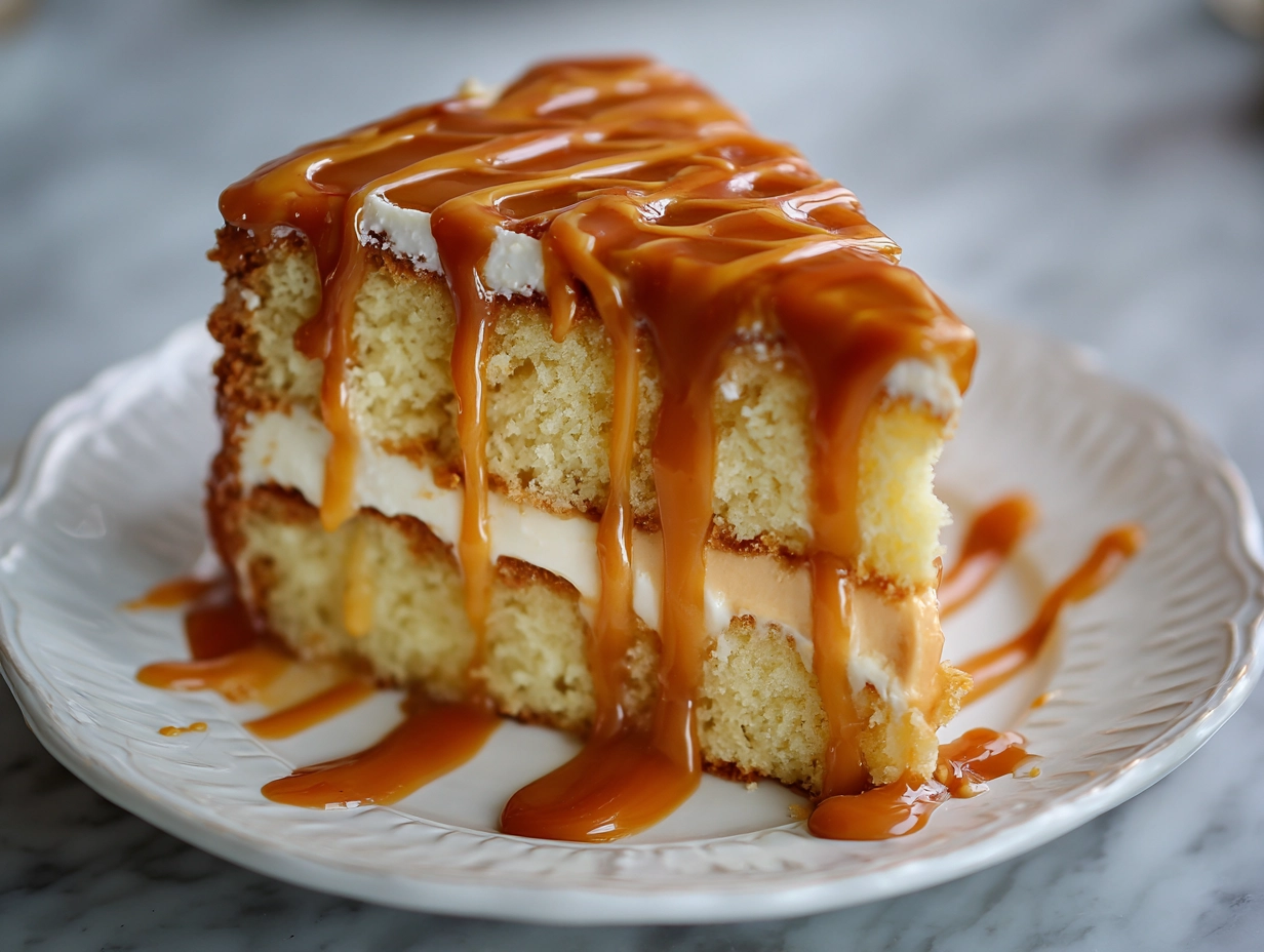 Homemade Caramel Drizzle Bento Cake Recipe