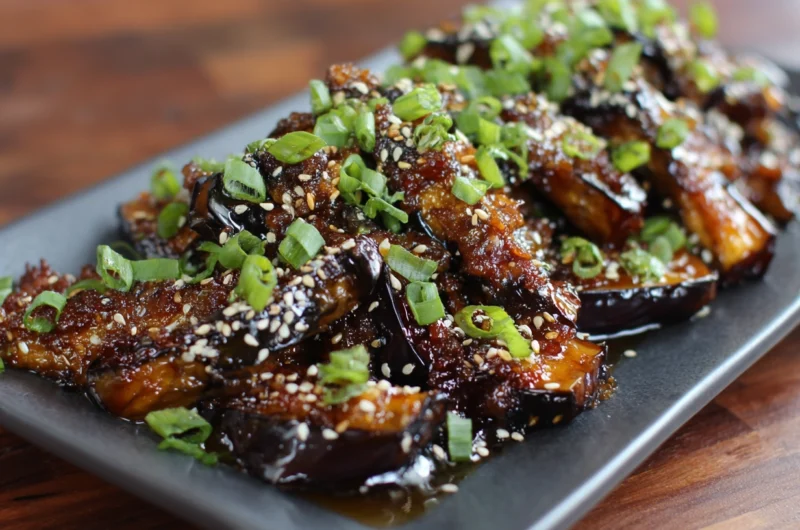 Miso Glazed Eggplant Recipe with Sesame and Scallions