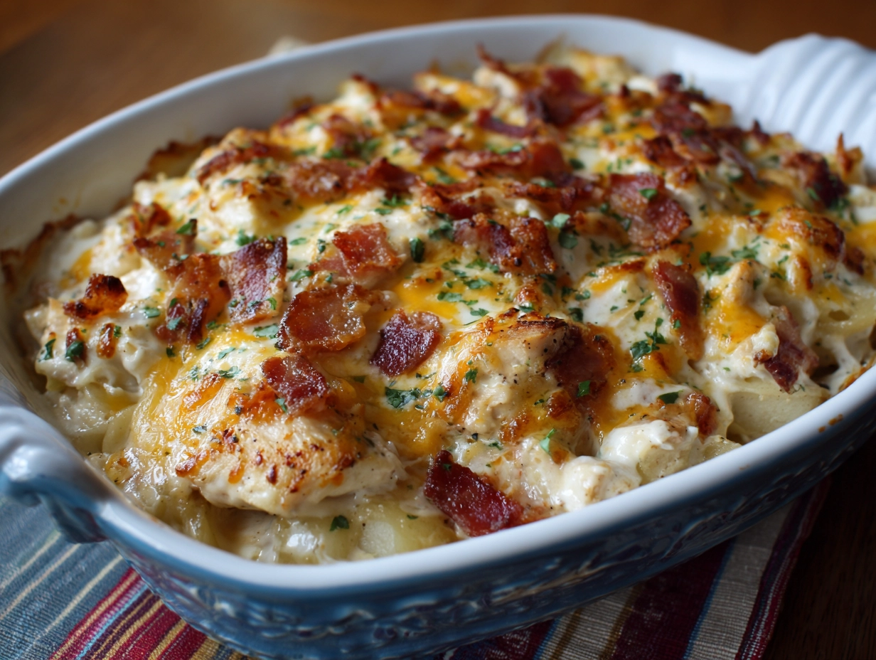 Fast & Easy Chicken Bacon Ranch Casserole