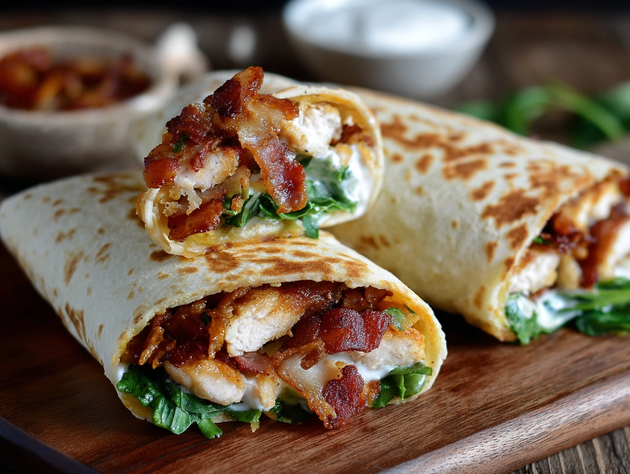 Homemade Crispy Bacon Ranch Chicken Wraps Recipe