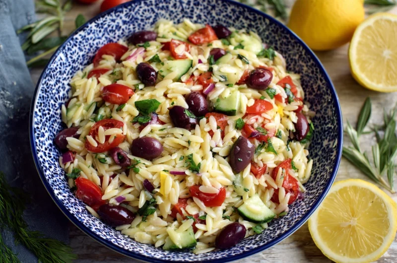 Greek Orzo Salad Recipe with Lemon Dressing