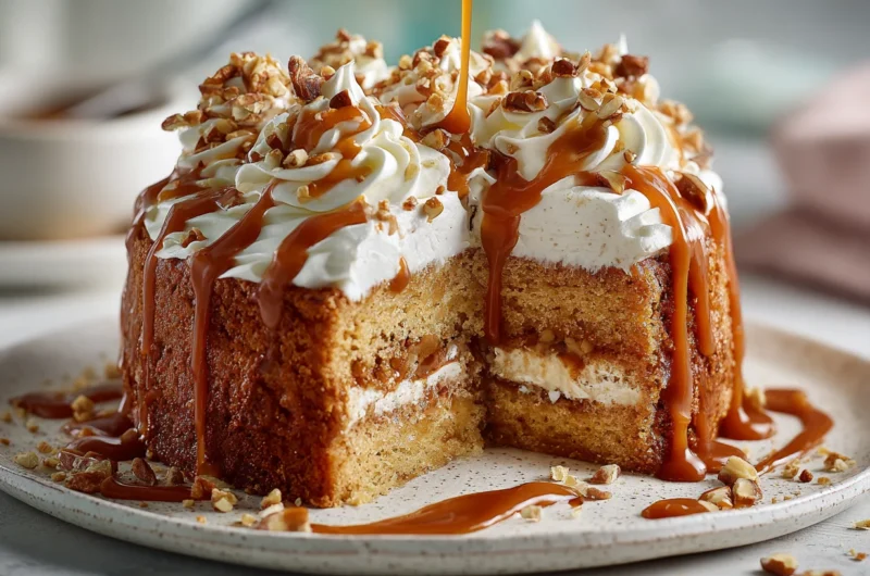 Homemade Caramel Drizzle Bento Cake Recipe