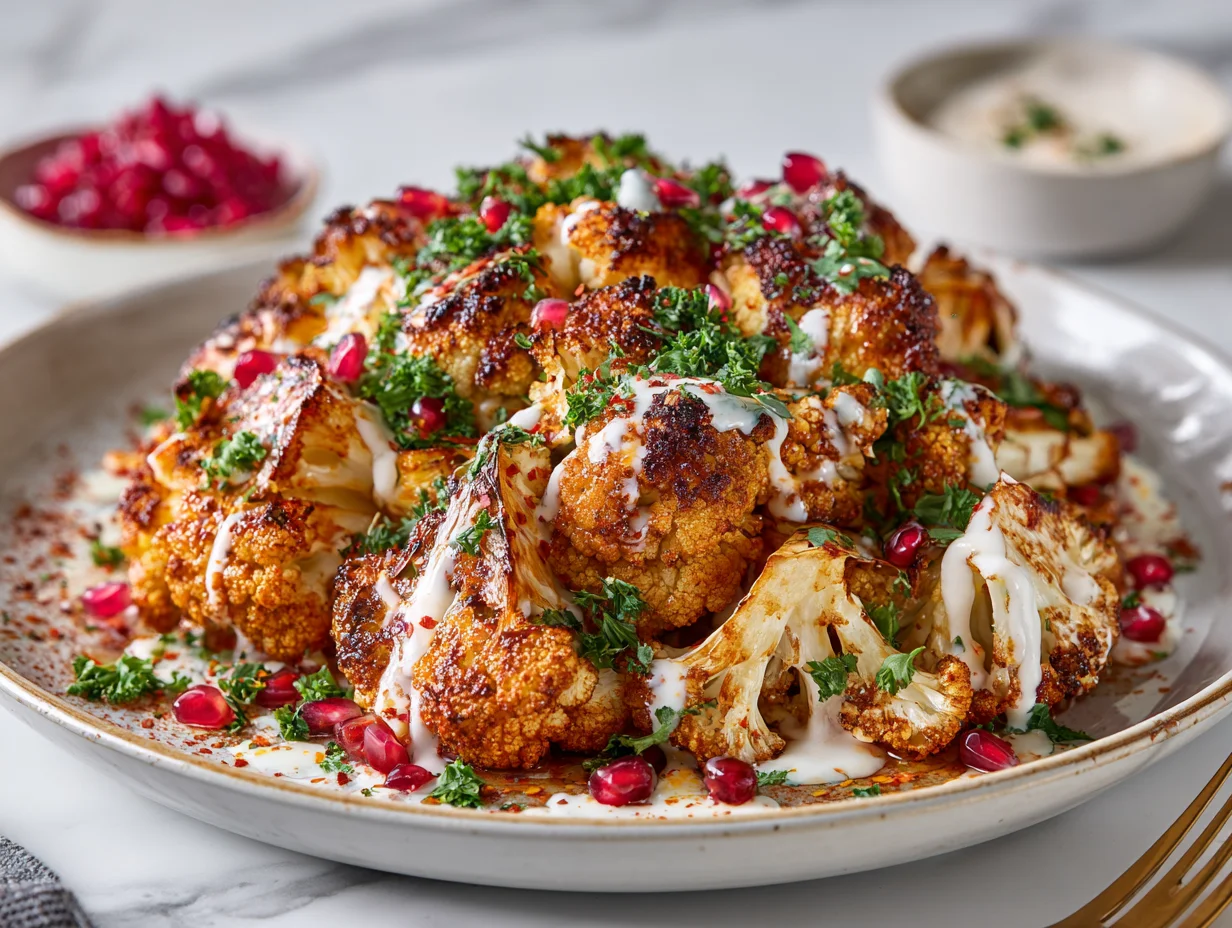 Smoky Harissa Roasted Cauliflower Steaks