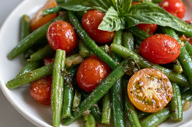 Vegan Green Bean, Tomato, and Basil Sheet Pan Recipe
