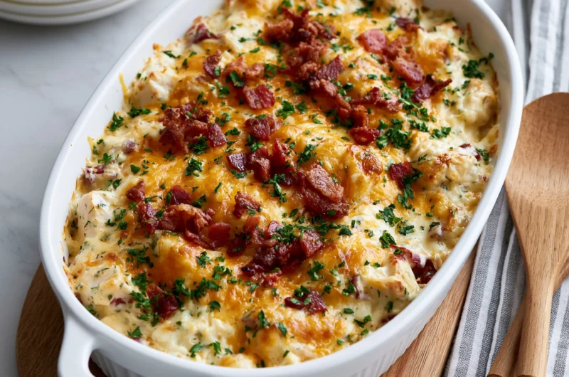 Fast & Easy Chicken Bacon Ranch Casserole
