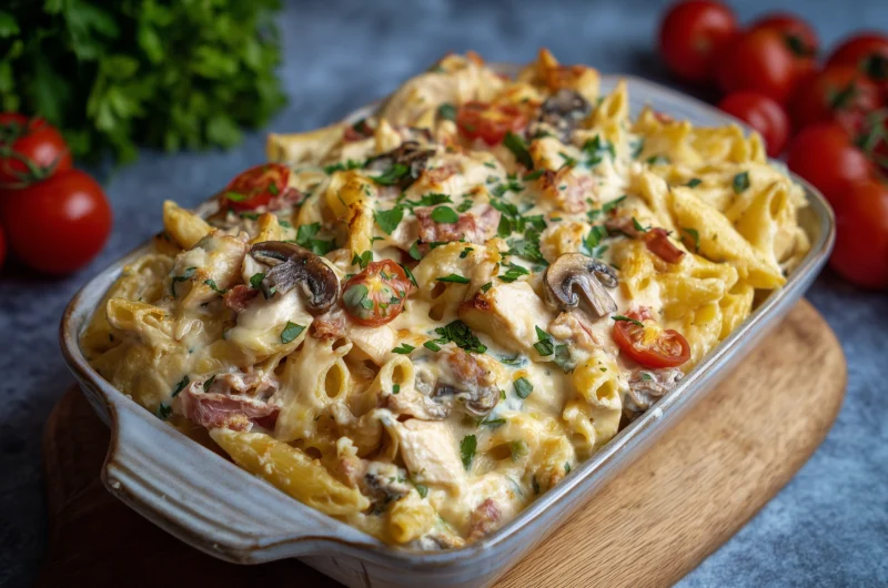 Cheesy Creamy Chicken Pasta Bake Recipe