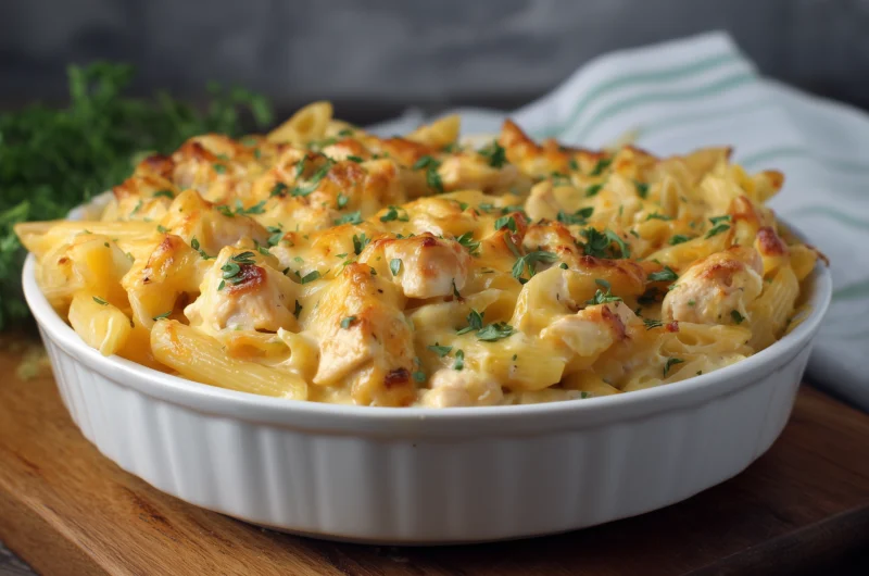 Cheesy Creamy Chicken Pasta Bake Recipe