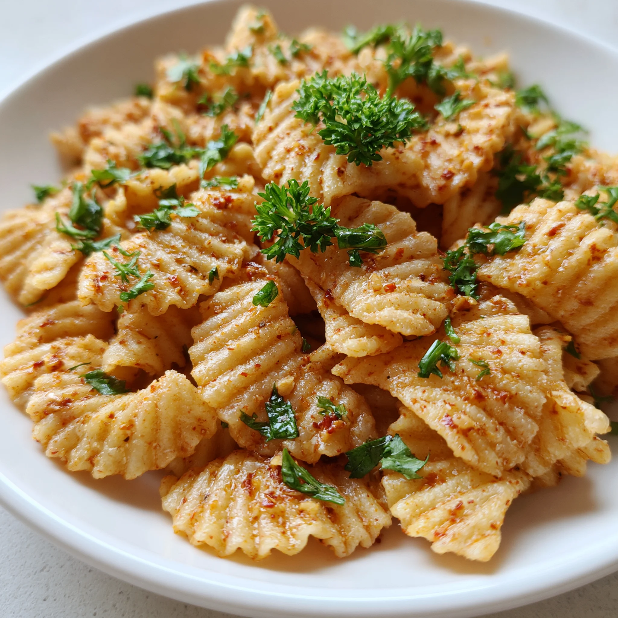 crunchy pasta chips snack