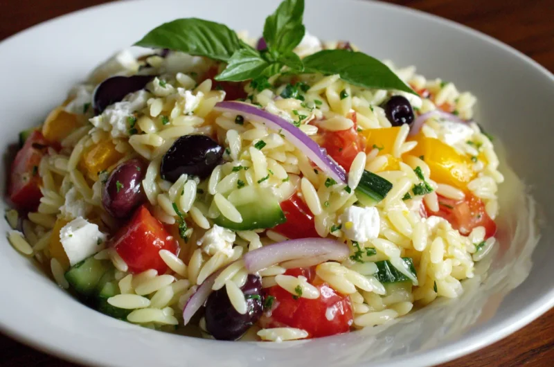Refreshing Greek Orzo Salad Recipe with Lemon Dressing