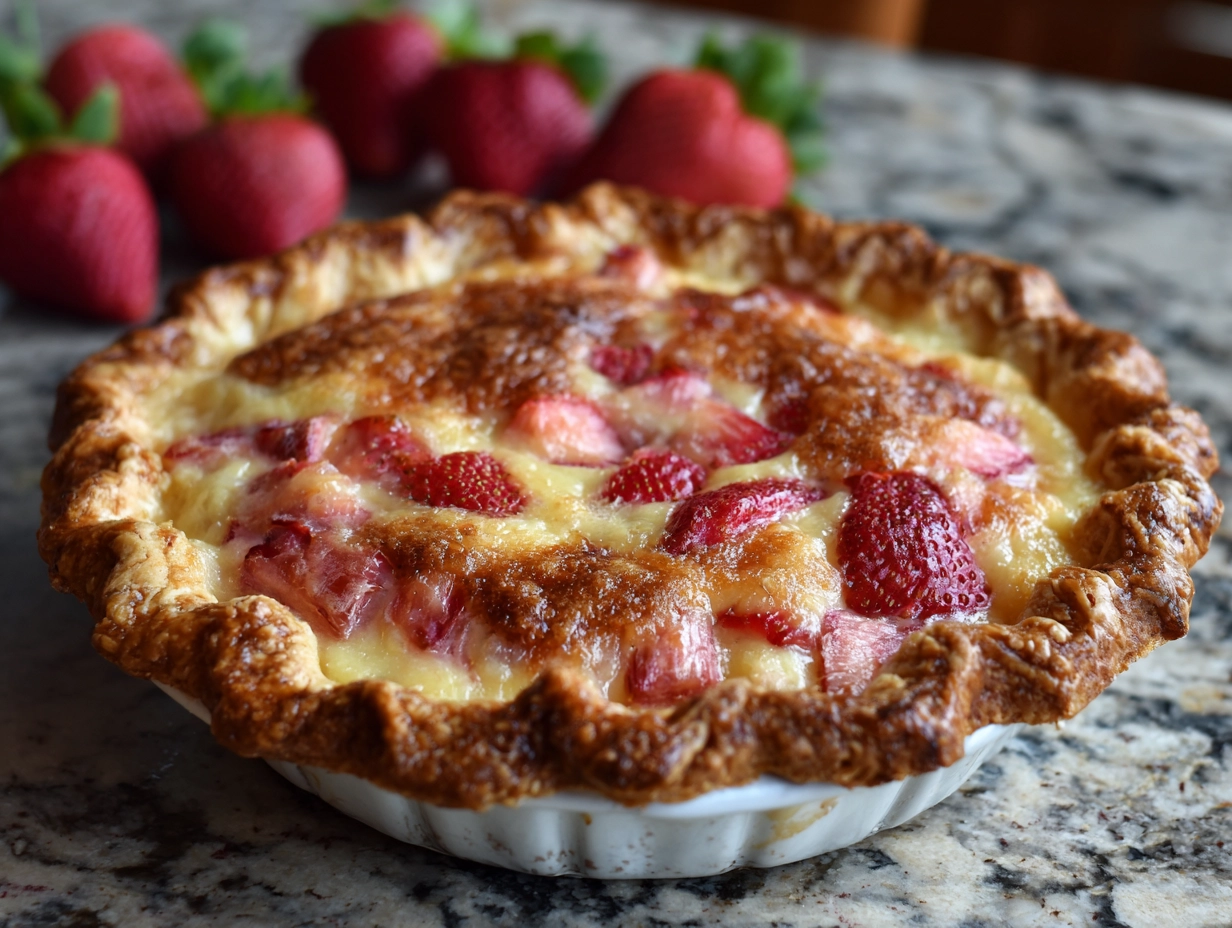 Tasty Strawberry Rhubarb Custard Pie Recipe