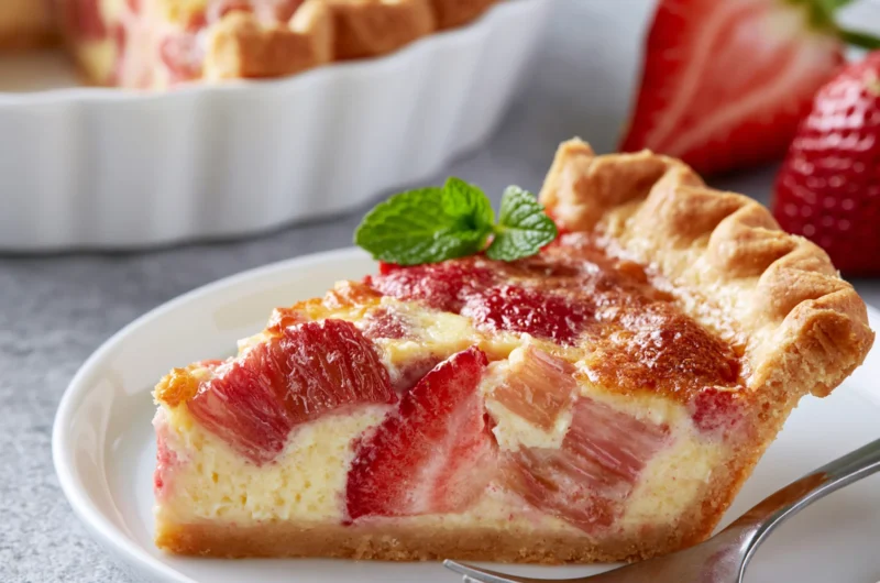 Tasty Strawberry Rhubarb Custard Pie Recipe