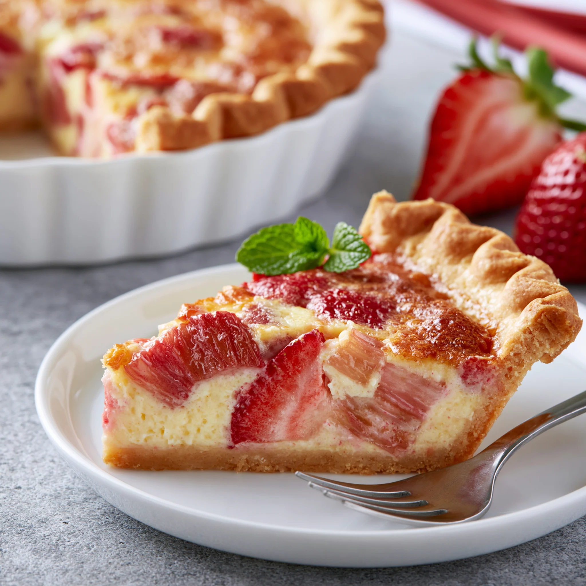 strawberry rhubarb custard pie