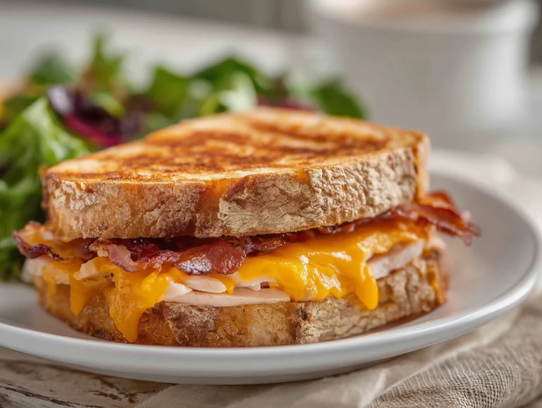 Cheddar and Bacon Turkey Melt on Sourdough.
