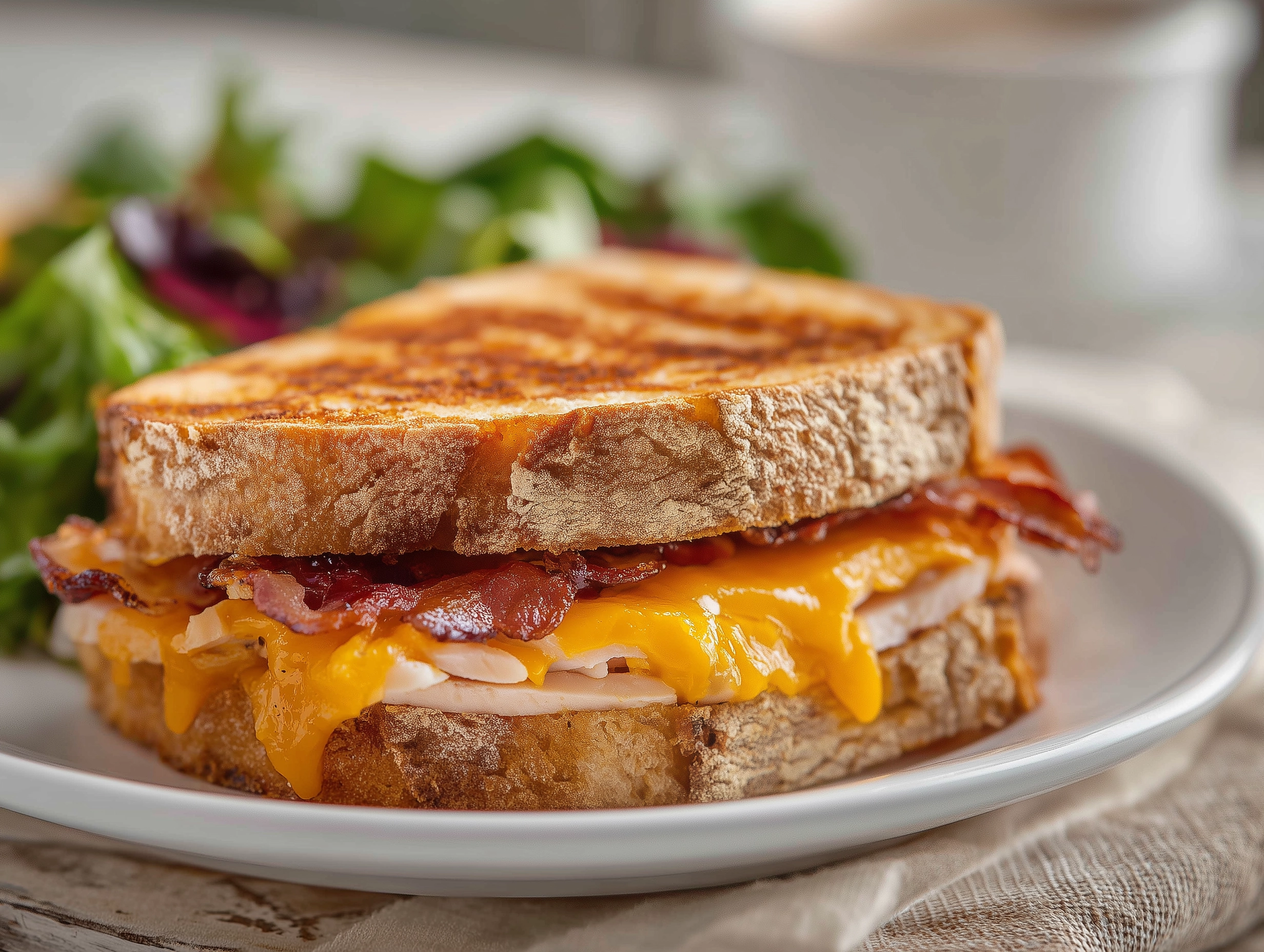 Cheddar and Bacon Turkey Melt on Sourdough Sandwich Recipe