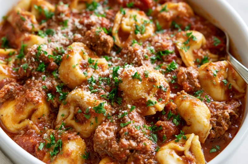 Cheesy Tortellini With Savoury Meat Sauce Recipe
