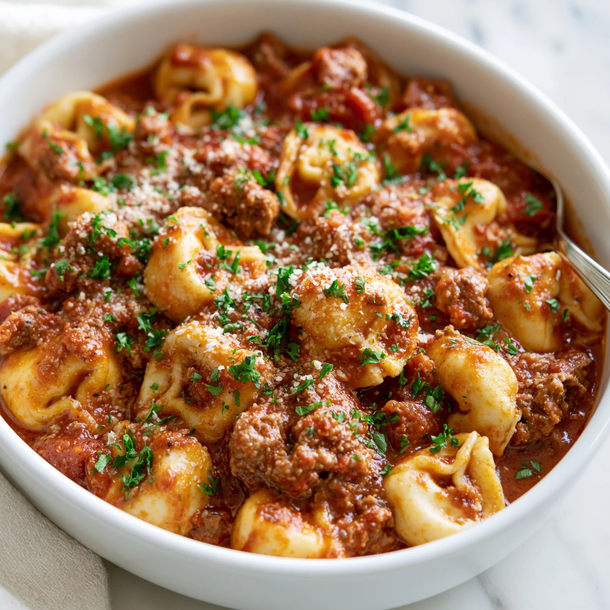Cheese Tortellini With Meat Sauce