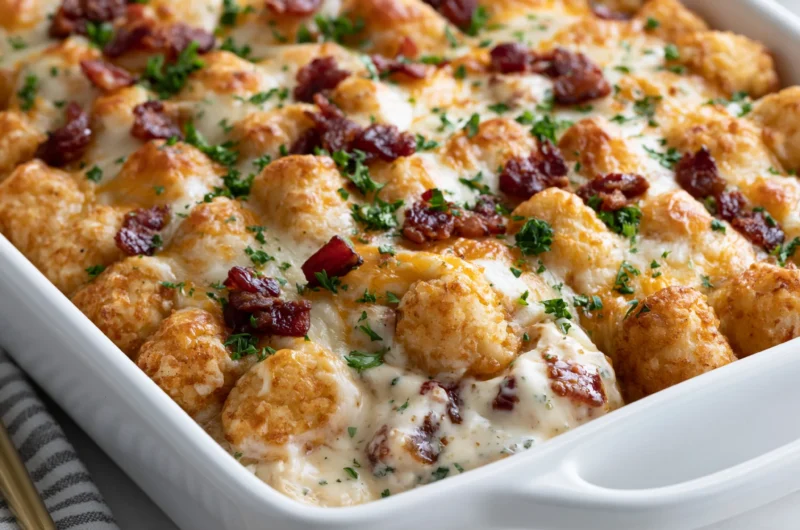 Cheesy Chicken Bacon Ranch Tater Tot Casserole Recipe