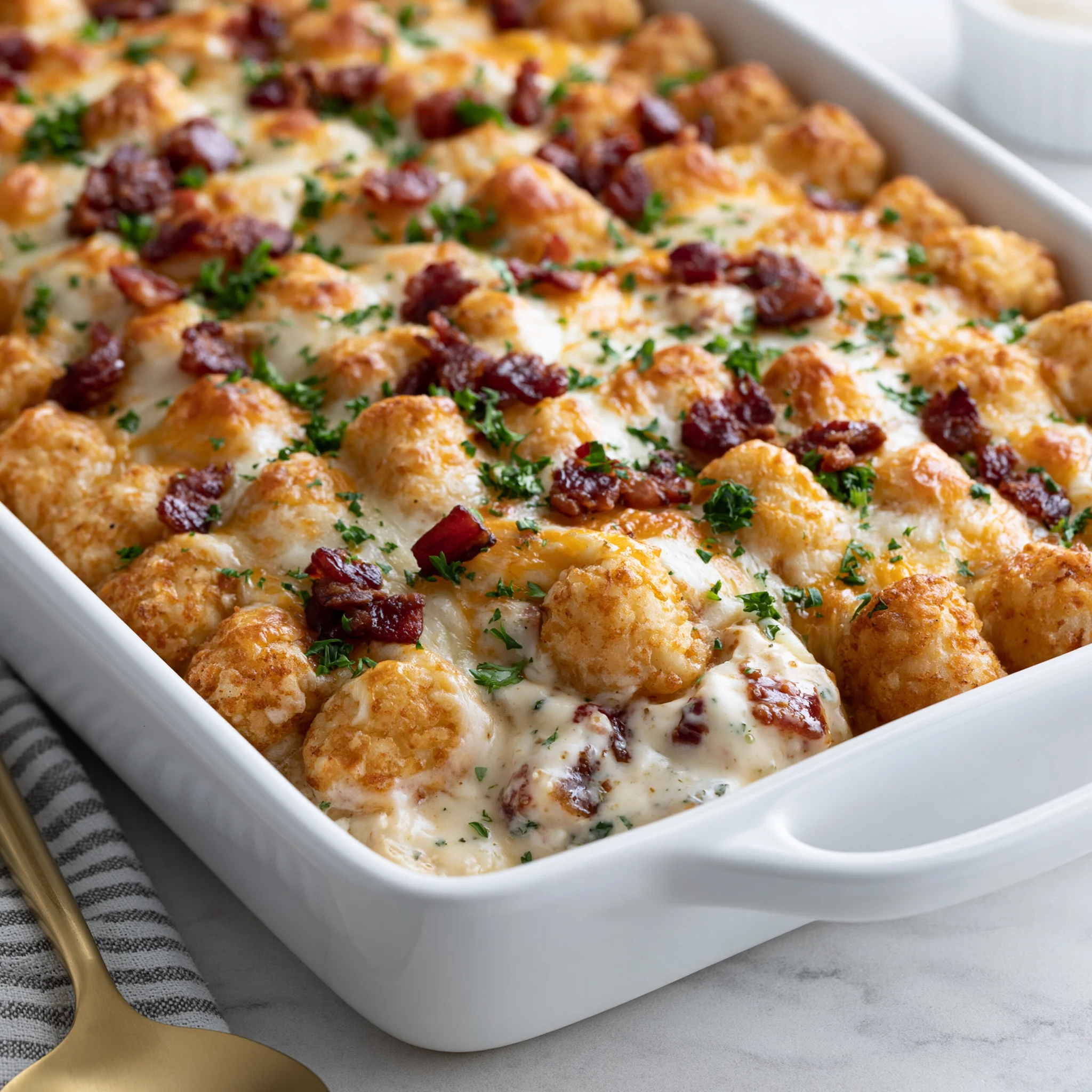 Chicken Bacon Ranch Tater Tot Casserole
