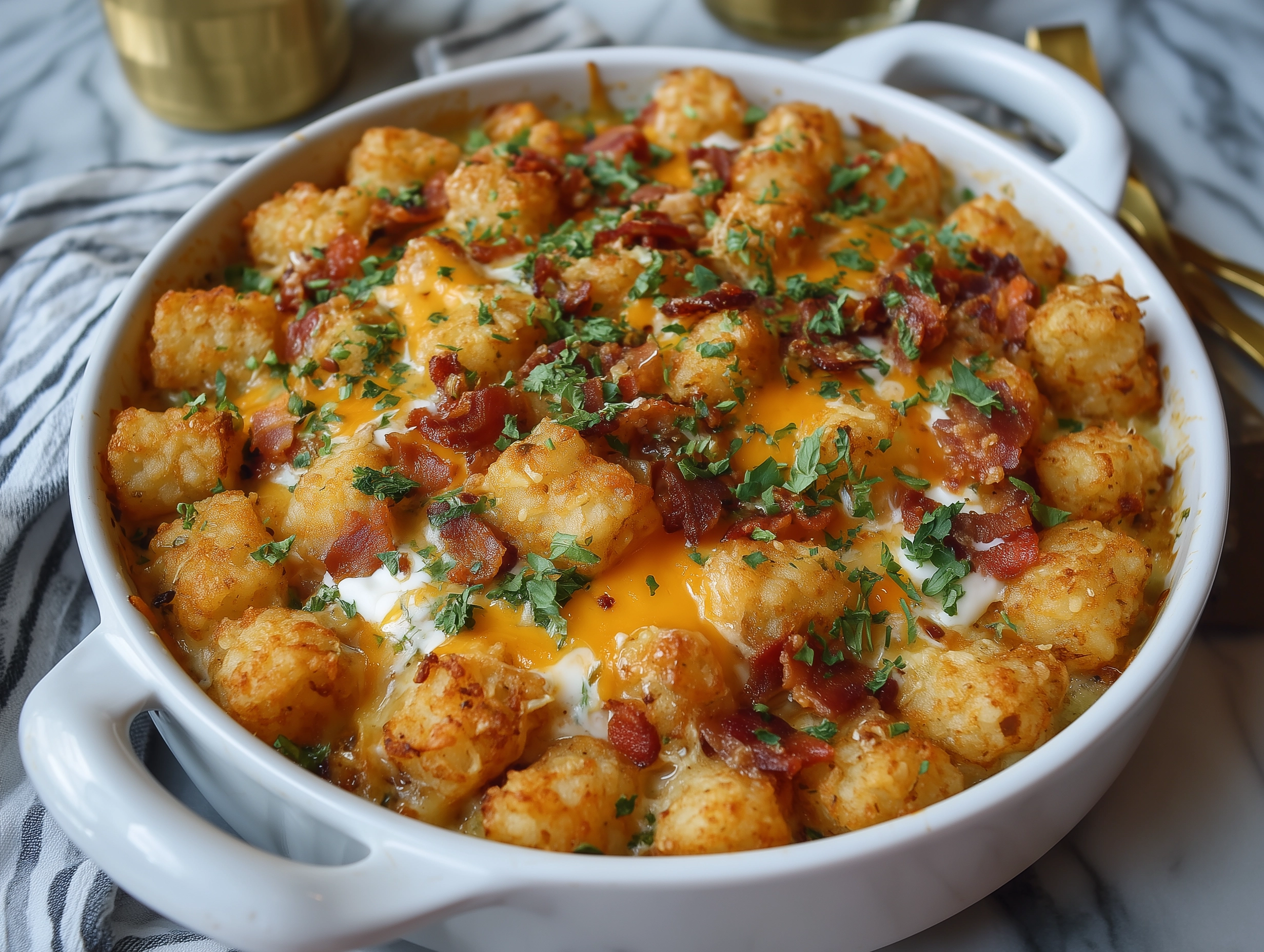Cheesy Chicken Bacon Ranch Tater Tot Casserole Recipe