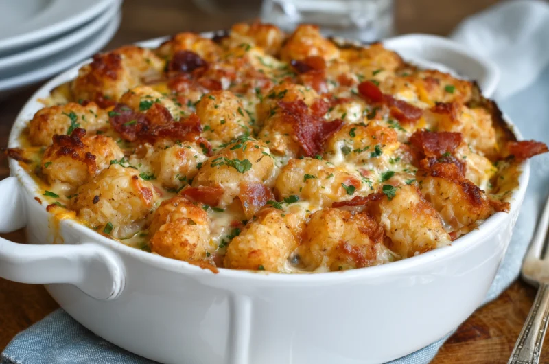 Cheesy Chicken Bacon Ranch Tater Tot Casserole Recipe