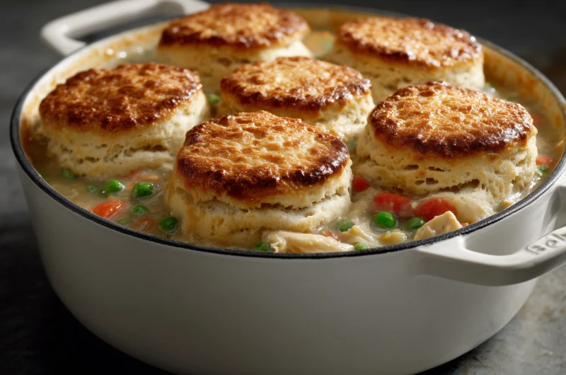 Comforting Chicken Pot Pie with Fluffy Biscuits