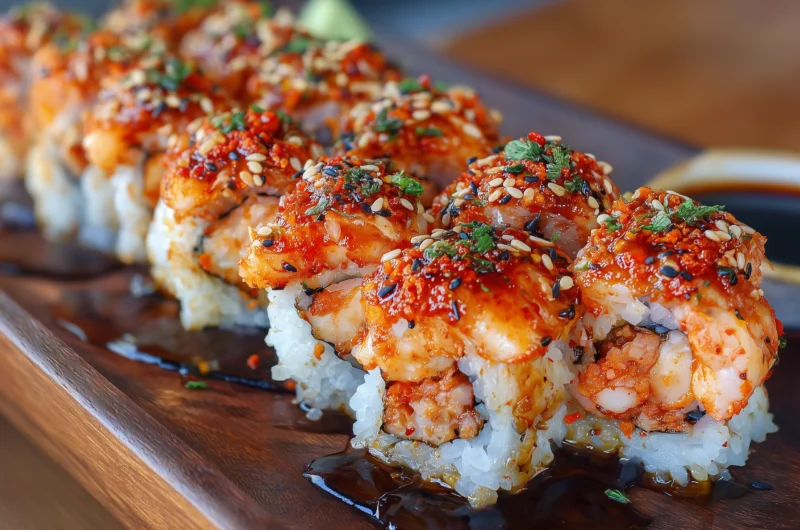 Fiery Spicy Shrimp Roll Sushi Recipe