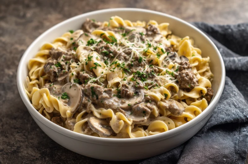 Creamy Ground Beef Stroganoff Dinner Recipe