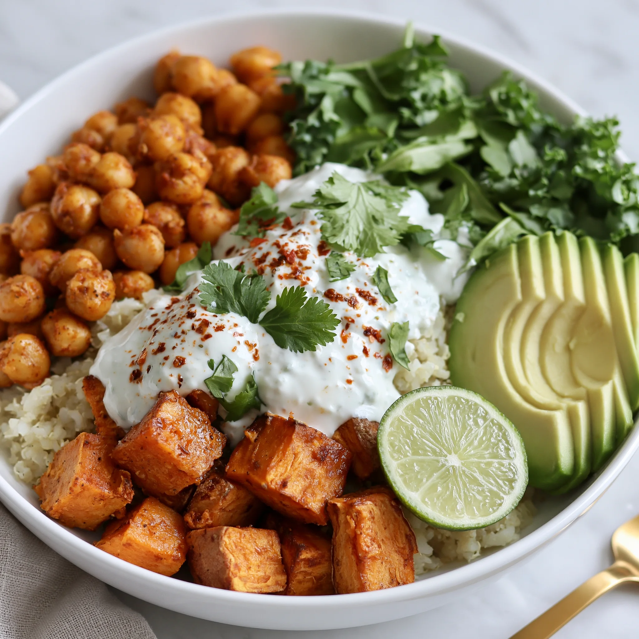 Spiced Chickpea & Sweet Potato Buddha Bowl