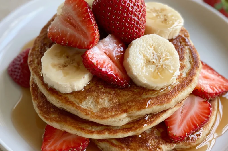 Fluffy Strawberry Banana Pancakes Recipe
